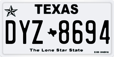 TX license plate DYZ8694
