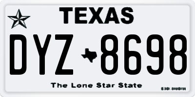 TX license plate DYZ8698