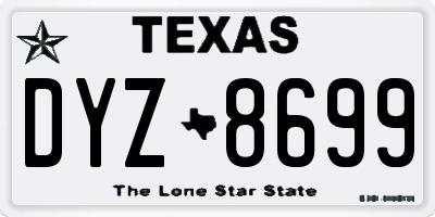 TX license plate DYZ8699