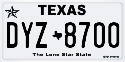 TX license plate DYZ8700