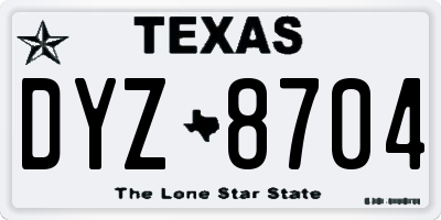 TX license plate DYZ8704