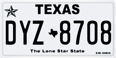 TX license plate DYZ8708