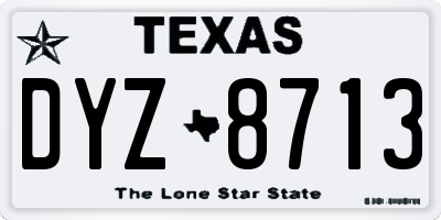 TX license plate DYZ8713