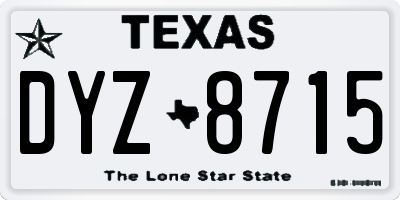 TX license plate DYZ8715