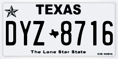 TX license plate DYZ8716