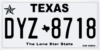 TX license plate DYZ8718
