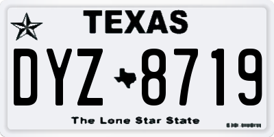 TX license plate DYZ8719