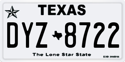 TX license plate DYZ8722