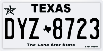 TX license plate DYZ8723