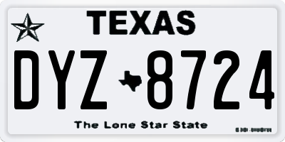 TX license plate DYZ8724