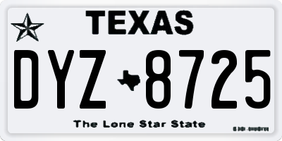 TX license plate DYZ8725