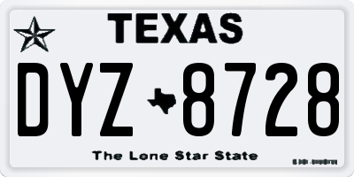 TX license plate DYZ8728
