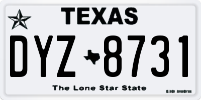 TX license plate DYZ8731