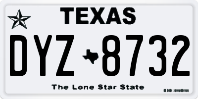 TX license plate DYZ8732