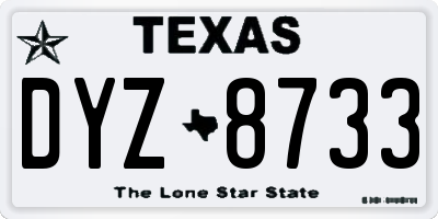 TX license plate DYZ8733