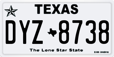 TX license plate DYZ8738