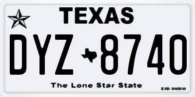 TX license plate DYZ8740