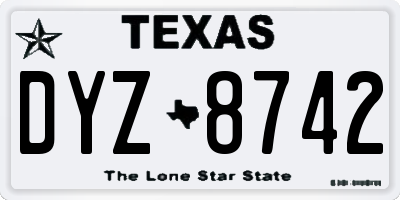 TX license plate DYZ8742