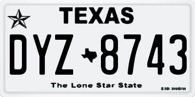 TX license plate DYZ8743