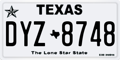 TX license plate DYZ8748