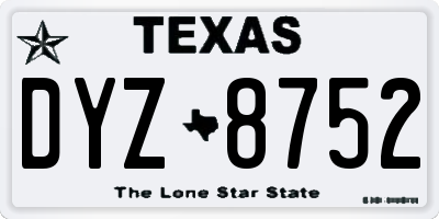 TX license plate DYZ8752