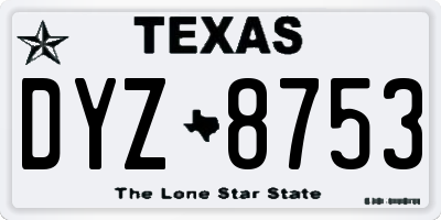 TX license plate DYZ8753
