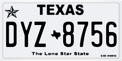 TX license plate DYZ8756