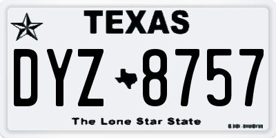 TX license plate DYZ8757