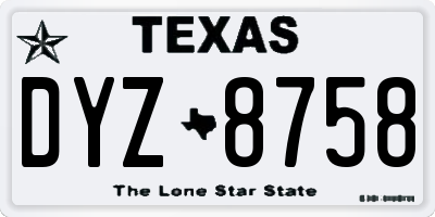 TX license plate DYZ8758