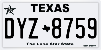 TX license plate DYZ8759