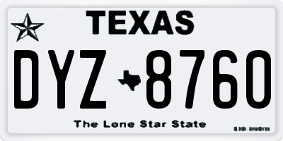 TX license plate DYZ8760