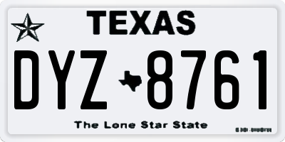 TX license plate DYZ8761