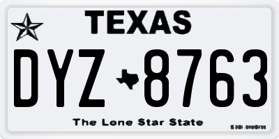 TX license plate DYZ8763