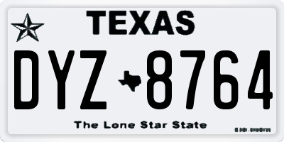 TX license plate DYZ8764