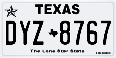 TX license plate DYZ8767