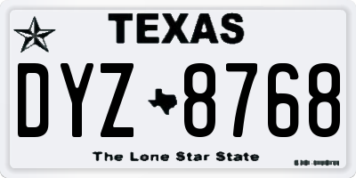 TX license plate DYZ8768