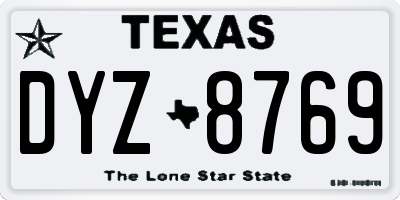 TX license plate DYZ8769