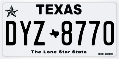TX license plate DYZ8770
