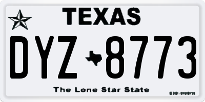 TX license plate DYZ8773