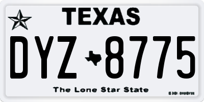 TX license plate DYZ8775