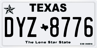 TX license plate DYZ8776