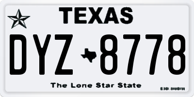 TX license plate DYZ8778