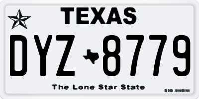 TX license plate DYZ8779