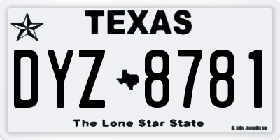 TX license plate DYZ8781