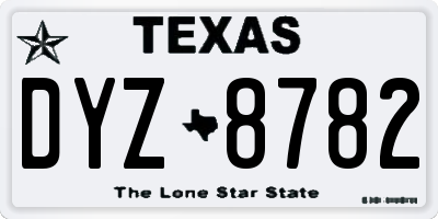 TX license plate DYZ8782