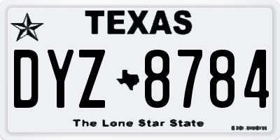 TX license plate DYZ8784