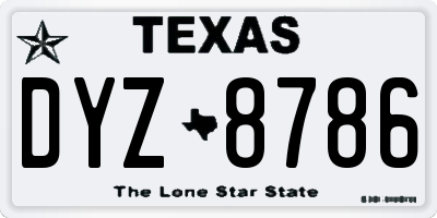TX license plate DYZ8786