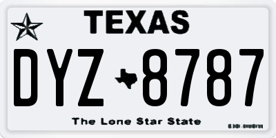 TX license plate DYZ8787