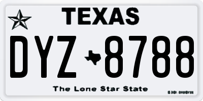 TX license plate DYZ8788