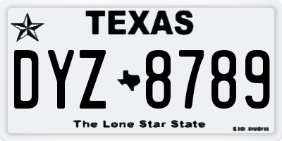 TX license plate DYZ8789